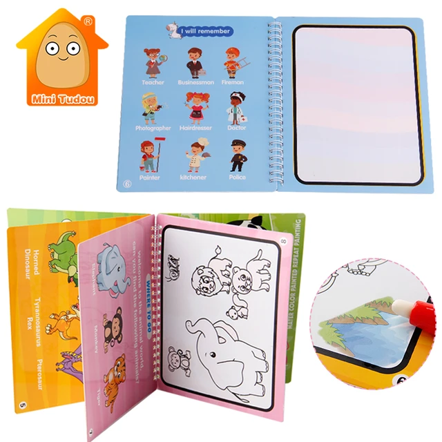 Water Drawing Coloring Book Cards & Magic Pen Painting Drawing Board For  Children Education Drawing Toys Birthday Gift - AliExpress