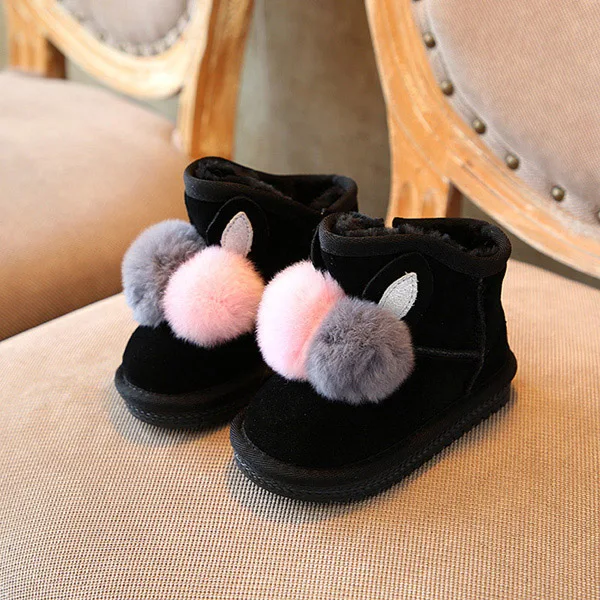 CCTWINS KIDS/ г.; модная теплая детская обувь на плоской подошве с изображением кролика; серая обувь из натуральной кожи для маленьких мальчиков; черные зимние ботинки для малышей; CS1431 - Цвет: Черный