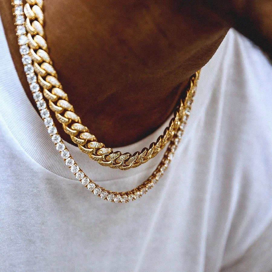2 teile/satz Hüfte Hop Voller Strass Iced Out Miami Curb Kubanischen Kette  Halskette Gold Gepflastert CZ Bling Halsketten Für Männer schmuck|Chain  Necklaces| - AliExpress
