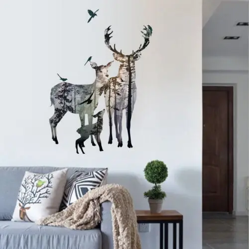 Herten in Bos Muurdecoraties Verwijderbare Vinyl Sticker DIY Thuis ... Herten in Bos Muurdecoraties Verwijderbare Vinyl Sticker DIY Thuis ...