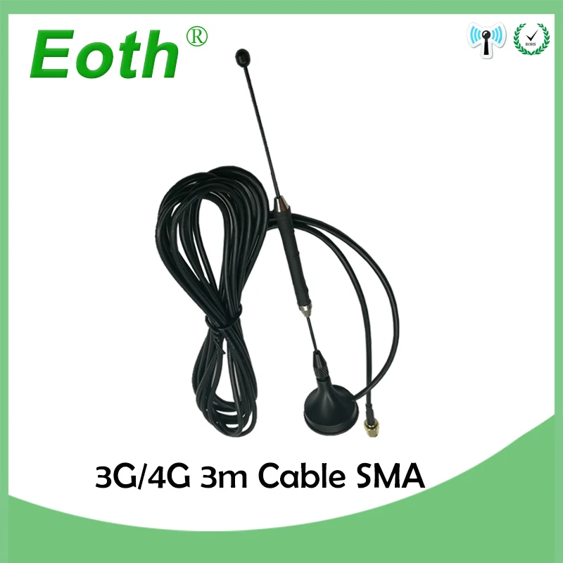 2 шт. 4G LTE Антенна 10dbi SMA разъем 698 960/1700 2700 МГц магнитное основание 3 м кабель + 20 см