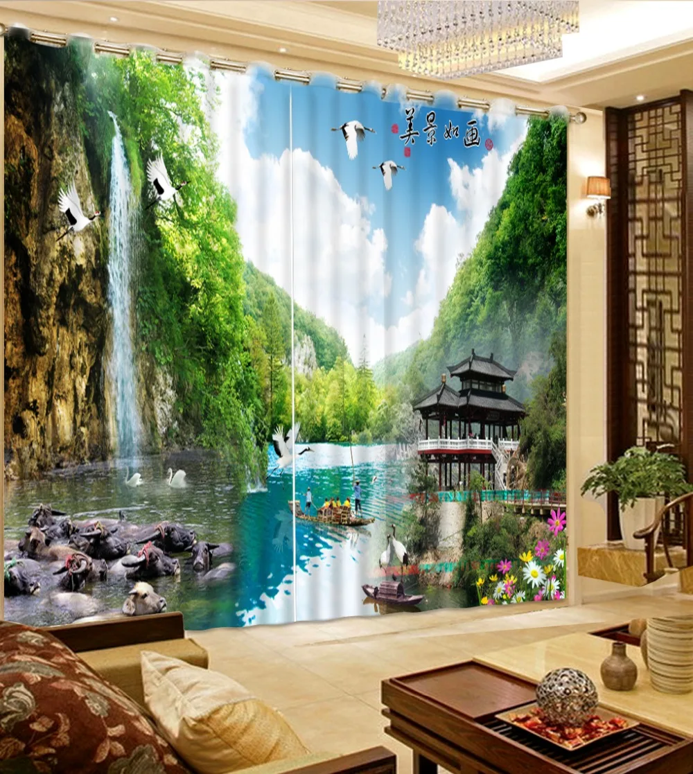 Modern 3D Photo landscape scenery Curtains For Living Room Custom