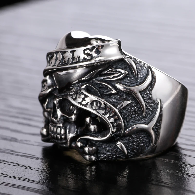 925 Silver Skull Ring Silver men's Pirates of the Caribbean single ring