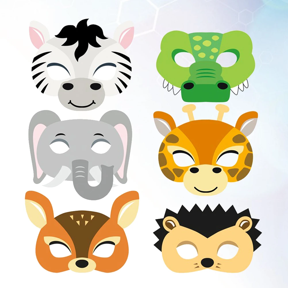 12 шт., креативные бумажные маски для костюмов с изображением животных из аниме, маска для детей, для школьной игры, детское платье с эластичной веревкой