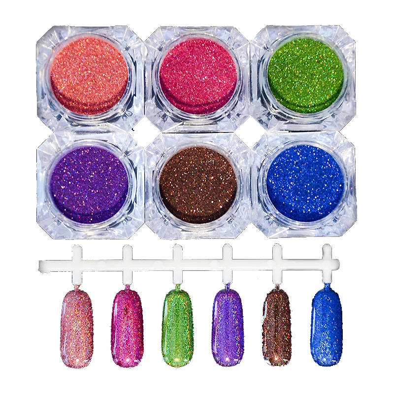 

1Box Holographic Nail Glitter Laser Powder Nail Art Holo Glitters Powder Dust Chrome Pigments Shinny Nail Art Decorations Set