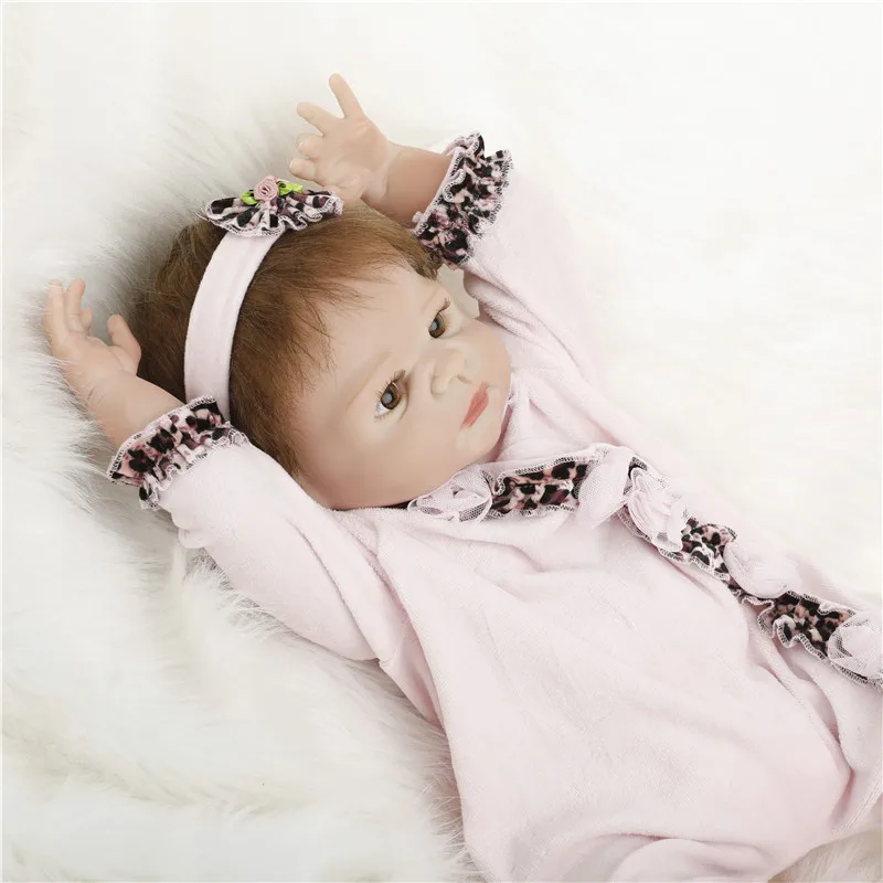 SanyDoll см 22 дюймов 55 см силиконовые куклы reborn, розовое Соединенное платье, прекрасная кукла, подарок к празднику, подарок на день рождения