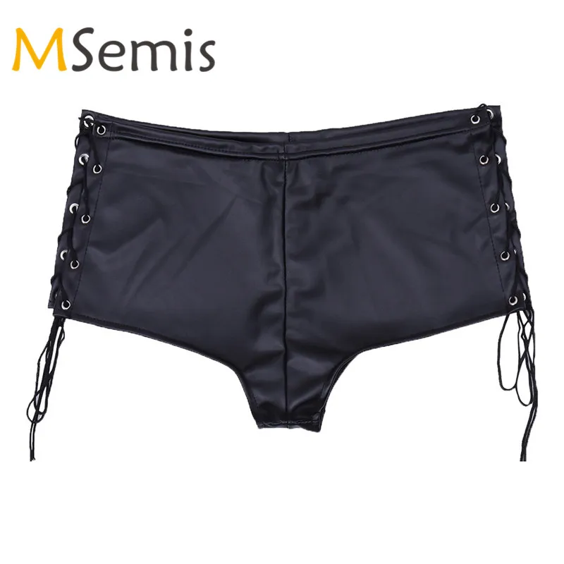 

Women Female Leather Sexy Hot Shorts Night Pole Dancing Clubwear for Party Dancewear Bandage Slim Cut Booty Hot Shorts