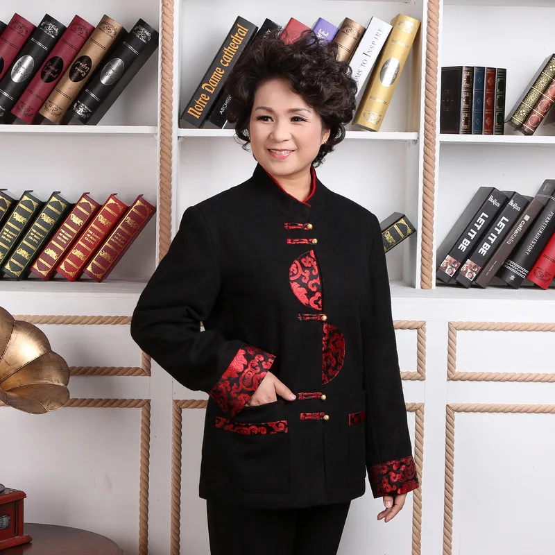 

Traditional Chinese Tops Women Wool Coat Lady Jacket Size M-4XL