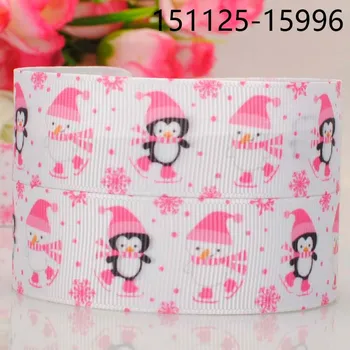 

50 yards 7/8 " 22 mm cute penguin print grosgrain tape ribbon merry Christmas free shipping