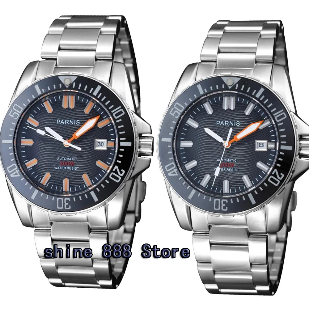 

43mm PARNIS black dial Sapphire glass waterproof 20ATM MIYOTA automatic movement dive mens watch