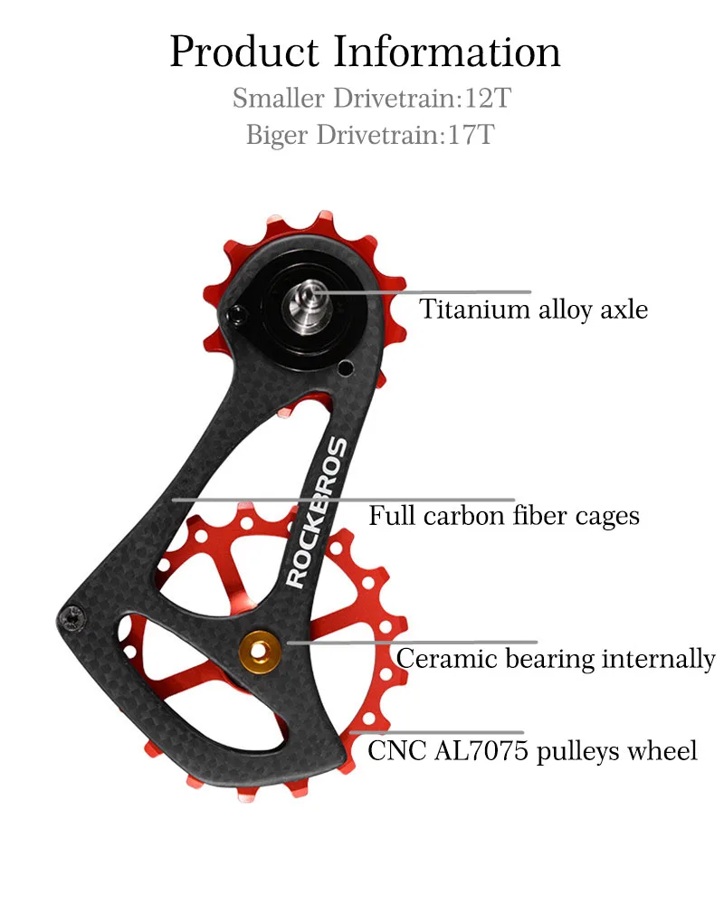 ROCKBROS велосипедный задний переключатель шкив 17 т колеса из углеродного волокна комплект 11 скоростей SRAM Di2, SRAM механические части велосипеда
