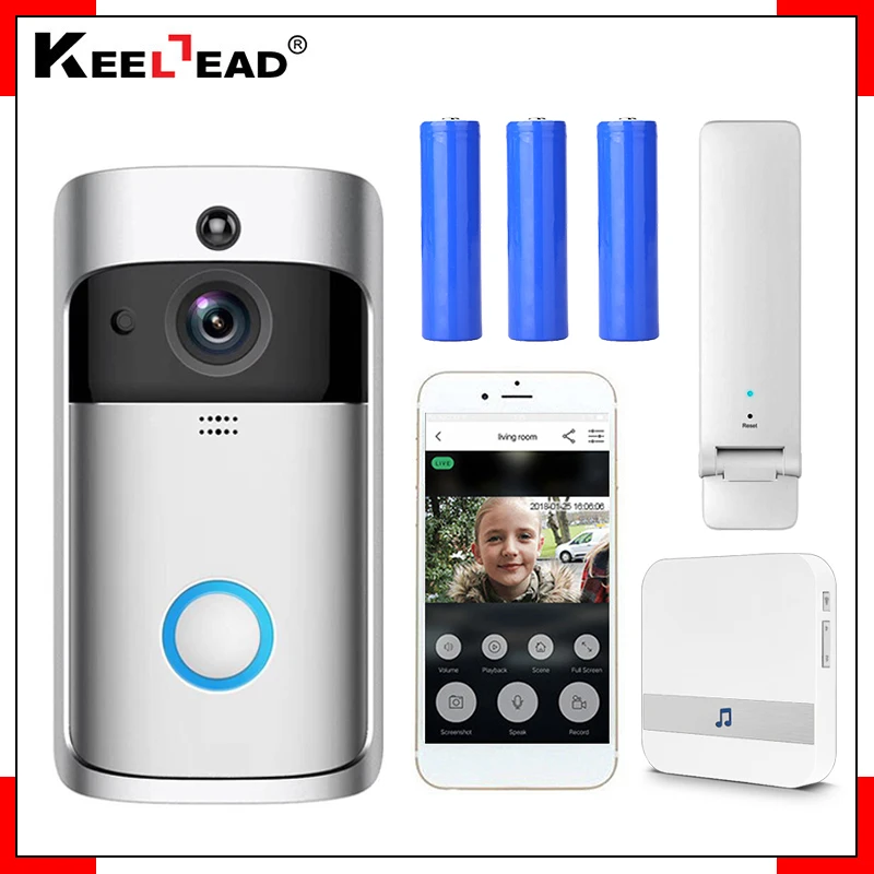 

Smart Wireless WiFi Security Eye Door Bell Visual Recording Remote Home Monitor Night Vision Video Intercom Phone Call Doorbell