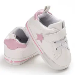 4 цвета со звездами Детские тапки обувь не скользит новорожденный кроватки из искусственной кожи Детские загрузки 0-18 м обувь высокого