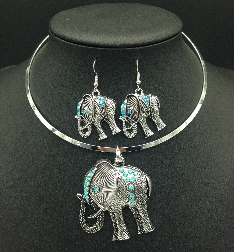 Fashion Elephant Jewelry Sets Geometric Necklaces & Pendants Multi layer Statement Animal