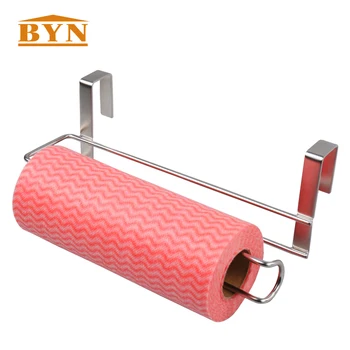 

BYN Hook type stainless steel paper towel holder hanging kitchen cabinet hook holder hanging paper shelf organizer DQ9068-5