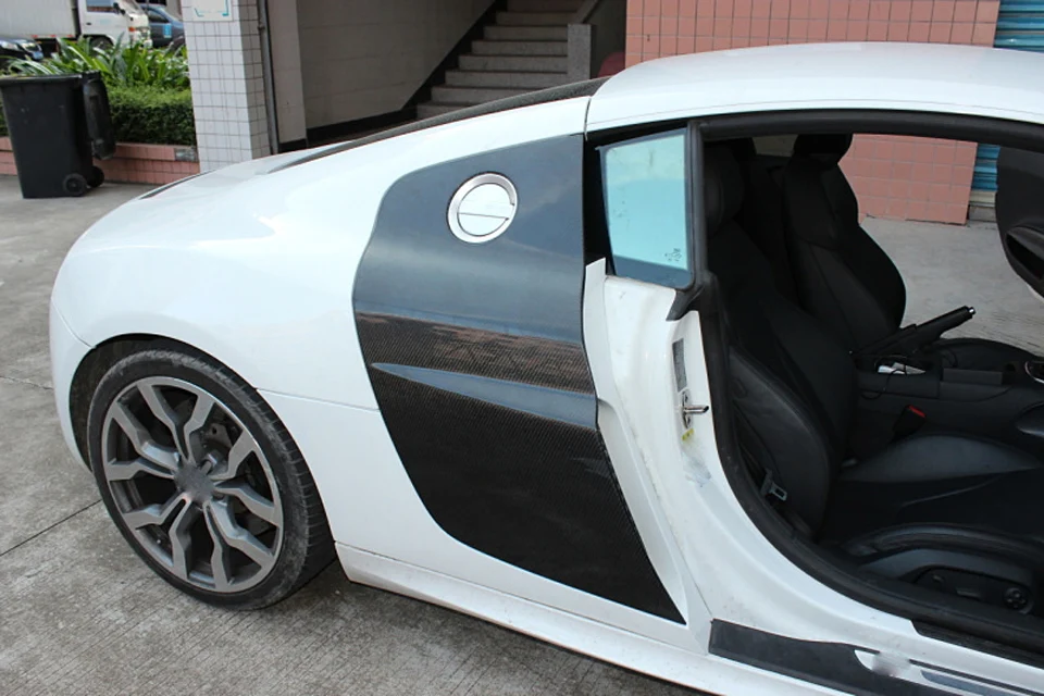Карбоновая автомобильная гоночная Боковая дверь крылья лезвия панели вспышки для Audi R8 V8 V10 2-двери 2008- автомобильный Стайлинг 2 шт