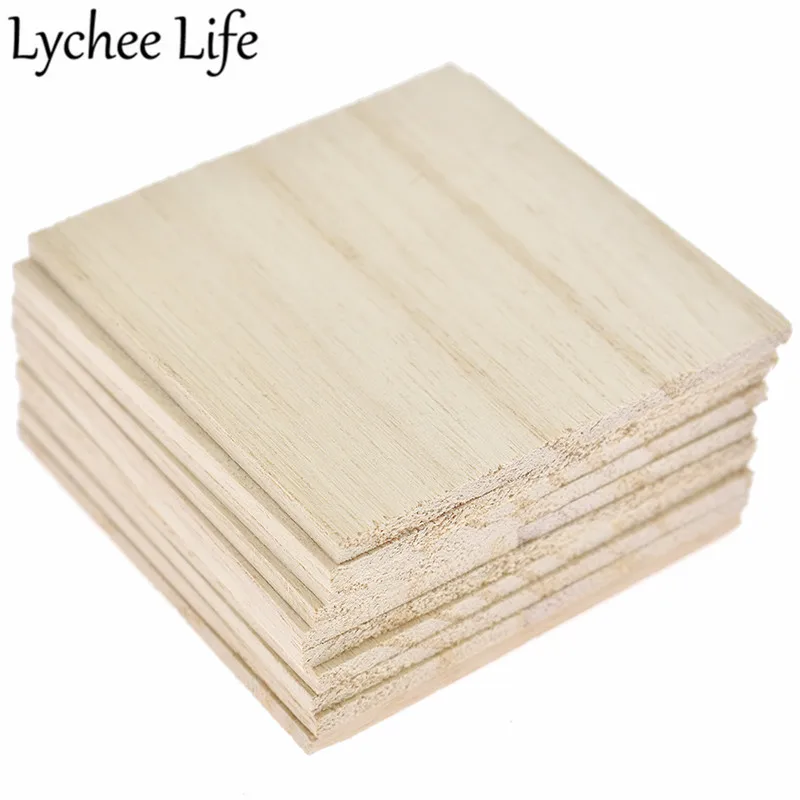 Lychee Life 10 шт. деревянная доска модель Candlenut квадратная 6x6 см планка современный дом DIY ручной работы деревянное ремесло принадлежности аксессуары