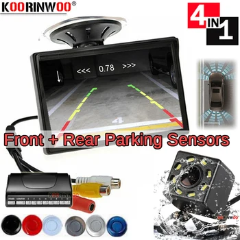 

Koorinwoo LCD Display Vehicle Video Parktonic 22MM BEEP Voice Set 4 Rear view Camera Front Parking Assistance Alarm Car Detector