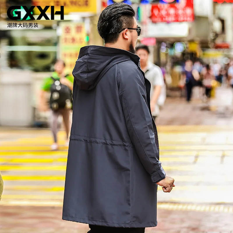 GXXH 2020 Новый серый длинный тренчкот Мужская брендовая одежда модные большие