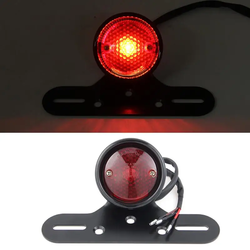 Universal Motorcycle Brake Tail Turn Signal Light License Plate Light Black