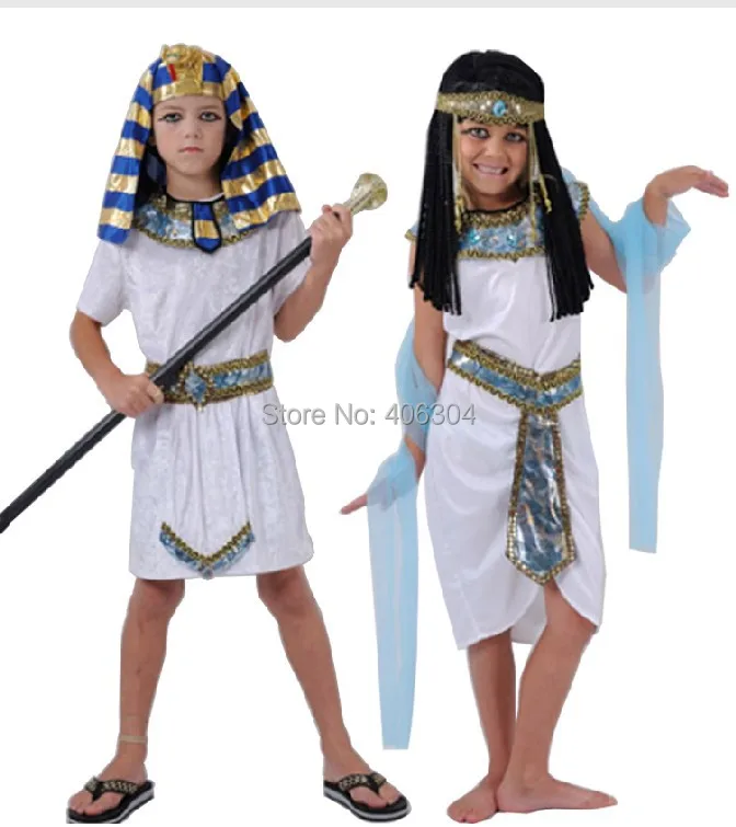 Free shipping,kid boy and girl Egypt pharaoh children cosplay white