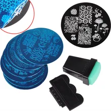 Ногтей Печать Набор 10 Листов JQ Стальная Пластина+ Красный/Зеленый Глава Печать Печать Стальная Пластина Шаблон Набор