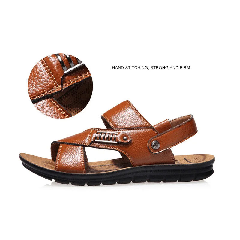 FTSDD32 Summer Men Sandals Breathable Leather Men Beach Sandals Men Casual Shoes Comfortable Slip-on Casual Sandal,Black,6 FTSDD32 Summer Men Sandals Breathable Leather Men Beach Sandals Men Casual Shoes Comfortable Slip-on Casual Sandal,Black,6