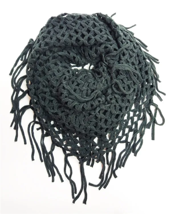 [Lakysilk] вязаный женский шарф-кольцо, женский мужской зимний шарф-хомут с 2 круглыми петлями, шарф-хомут, шарф с кисточками, кашемировые шарфы - Цвет: Темно-серый