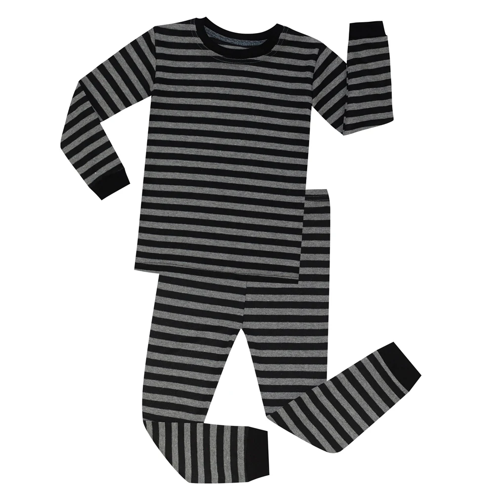 

Cotton Baby Nightwear Children Gray and Black Stripes Pajama Sets Kids Pijamas for 1-8 Years Pijamas Infantil Boys Sleepwear