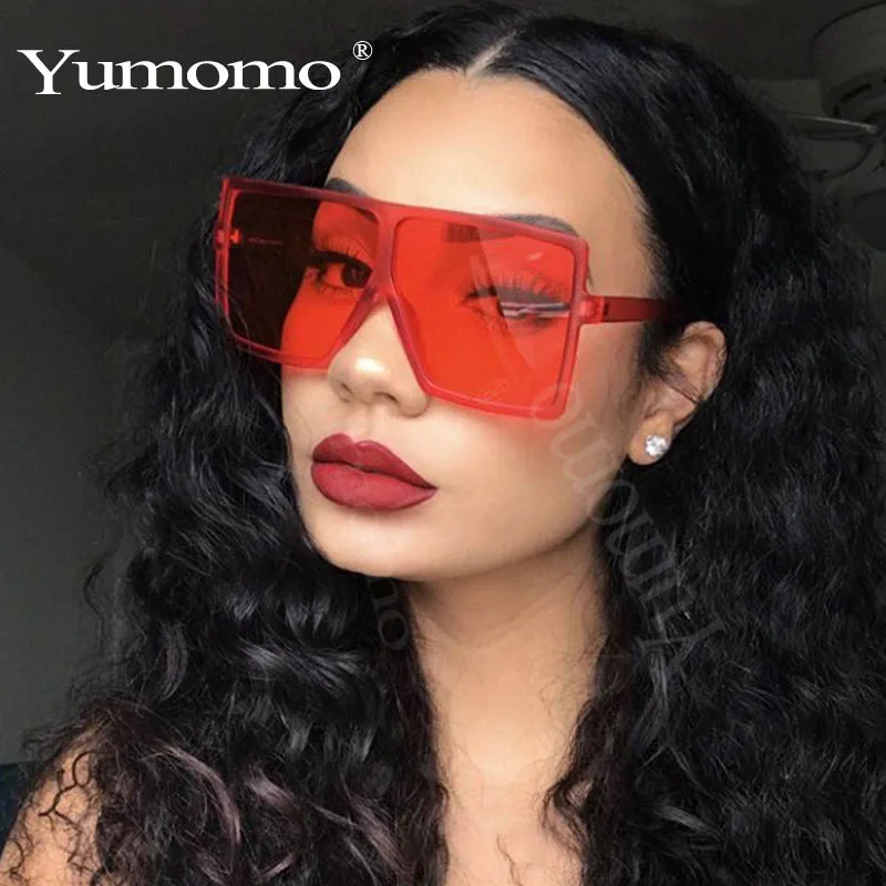 

YUMOMO Fashion Sunglasses Women Ladies Red Fashion Oversized Square Sun Glasses Driving Shades Eyewear UV400 gafas de sol