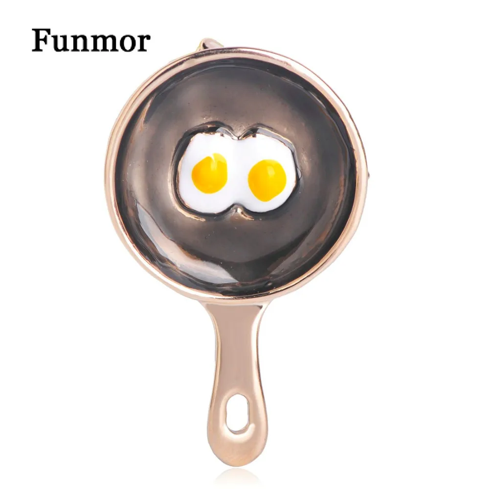 

Funmor Saucepan Fried Eggs Shape Brooch Corsage Gold Color Harajuku Vivid Enamel Women Men Chef Cook Badge Icon Small Brooches