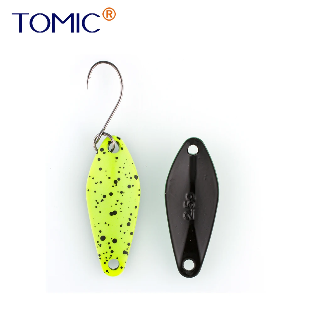

Tomic 1pc 2.5g 3.5g 4.5g Casting fishing lures trout spoon micro metal single hook hard bait UV color blinker spinner bait