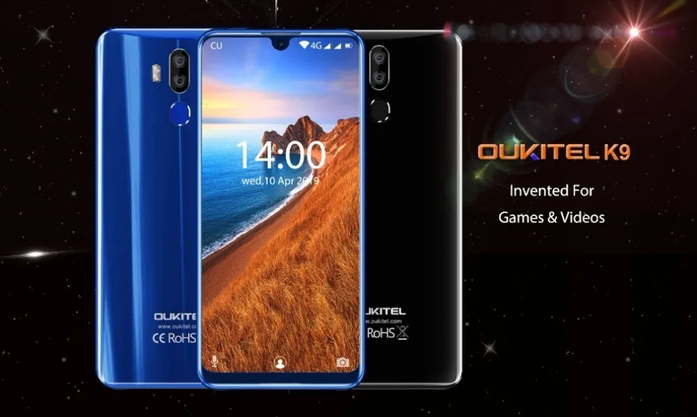 OUKITEL K9 Android мобильного телефона 7,1" в виде капли воды, 4 Гб 64 Гб Octa Core Android 9,0 6000 мАч 16MP 8MP 5 V/6A быстрой зарядки смартфона
