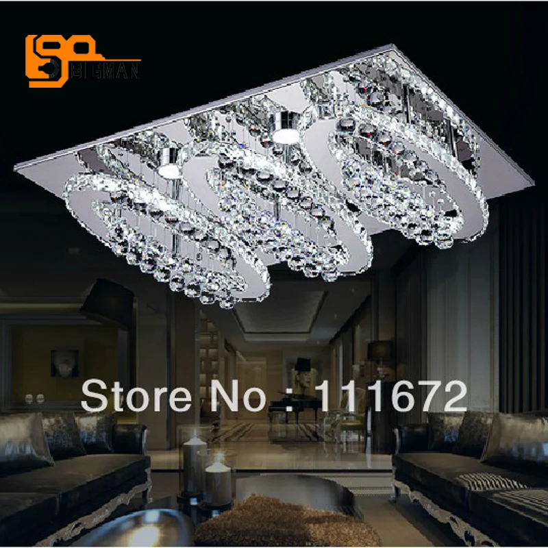

new modern rectangle crystal LED ceiling lights contemporary home decorative crystal lamp