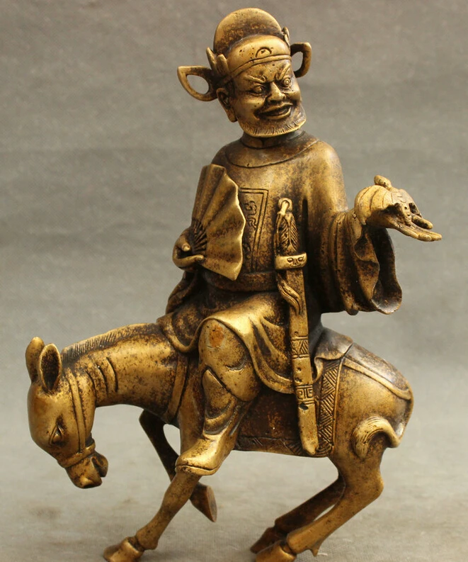

song voge gem S2651 10" Chinese FengShui Bronze Zhongkui Vampire Exorcism Evil Statue Ride Donkey