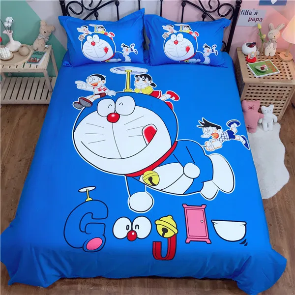 Комплект постельного белья с рисунком Doraemon для мальчиков, хлопковое стеганное одеяло, милое пуховое одеяло с рисунком «Королева», милое постельное белье синего цвета для девочек - Цвет: style15