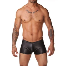 Мужской сексуальный купальник с низкой посадкой, пляжные шорты из искусственной кожи, обтягивающие плавки, плавки-боксеры, купальники, купальный костюм