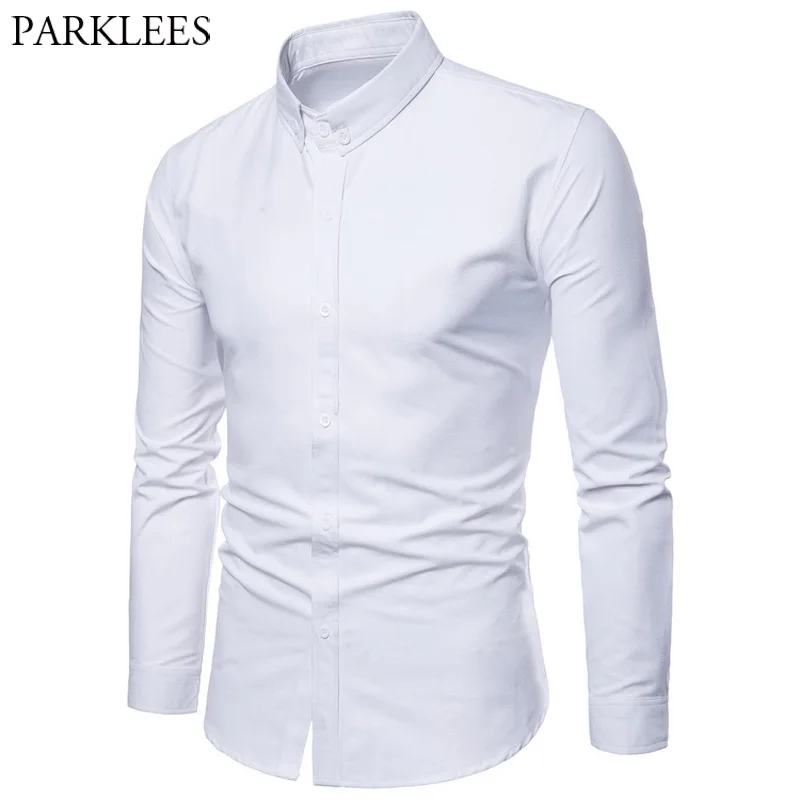 White Shirt Mens 2018 Brand New Casual Button Down Dress Shirts Men ...