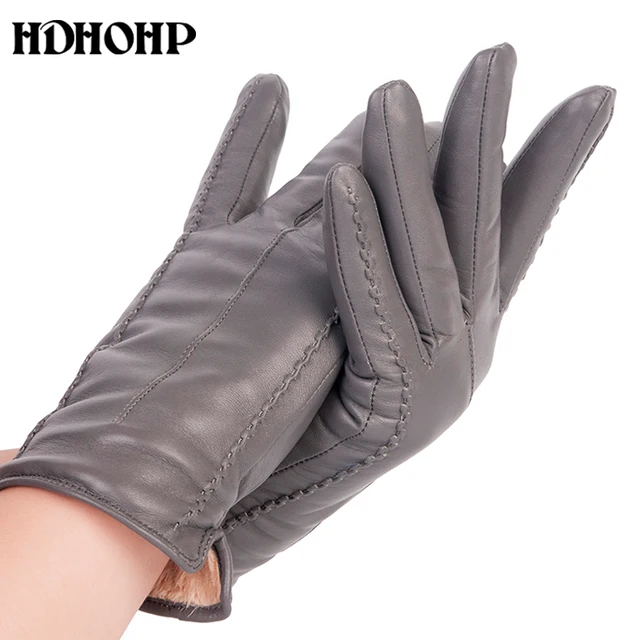 2017 Winter ladies Cold Gloves Genuine Leather Adult Warm Cotton lining
