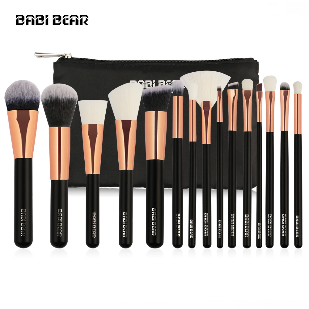 

15Pcs/set Rose Gold/Black Professional Makeup Brushes Set Make up Brush Tools kit Foundation Powder Brush Natural-synthetic Hair
