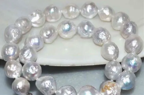 

Free Shipping >>>>> baroque luster AAA 18" 11-12 MM NATURAL SOUTH SEA white PEARL NECKLACE 14K