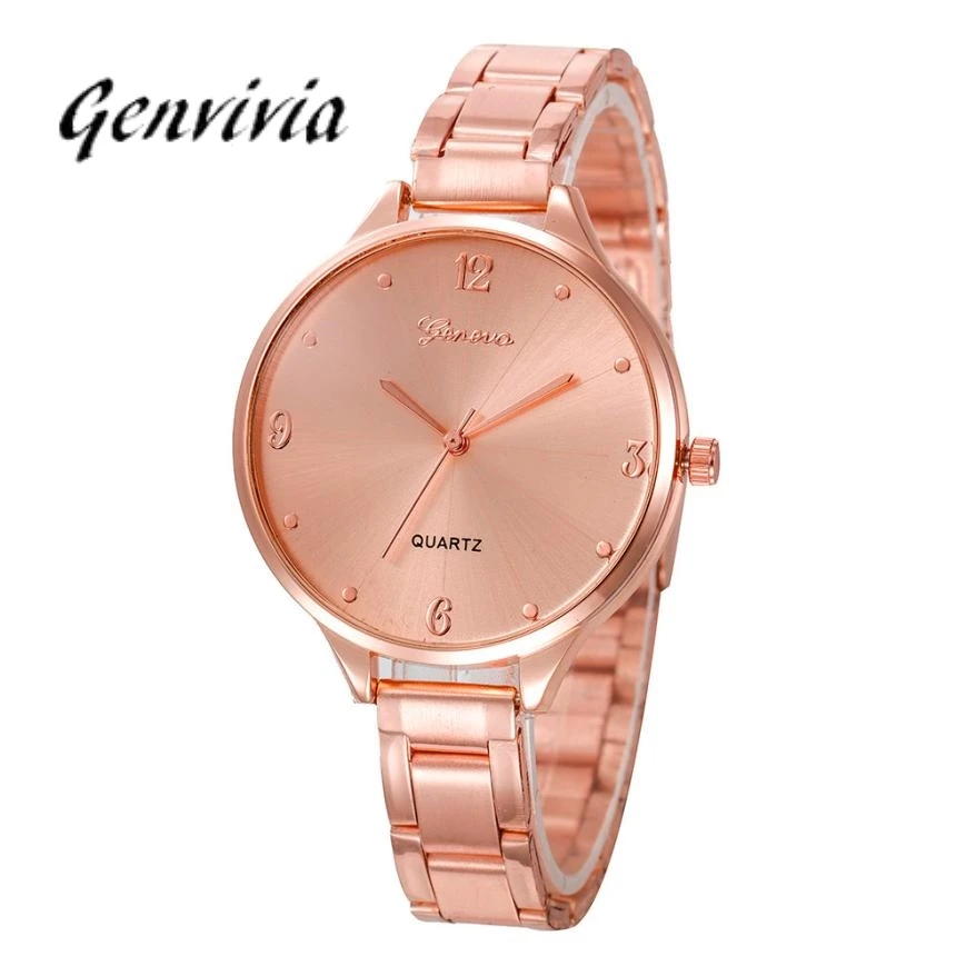 

GENVIVIA Top 2019 Luxury Women Fashion Quartz Watch Date Clock Female Sports Watches Casual Gold Wristwatch relogio feminino