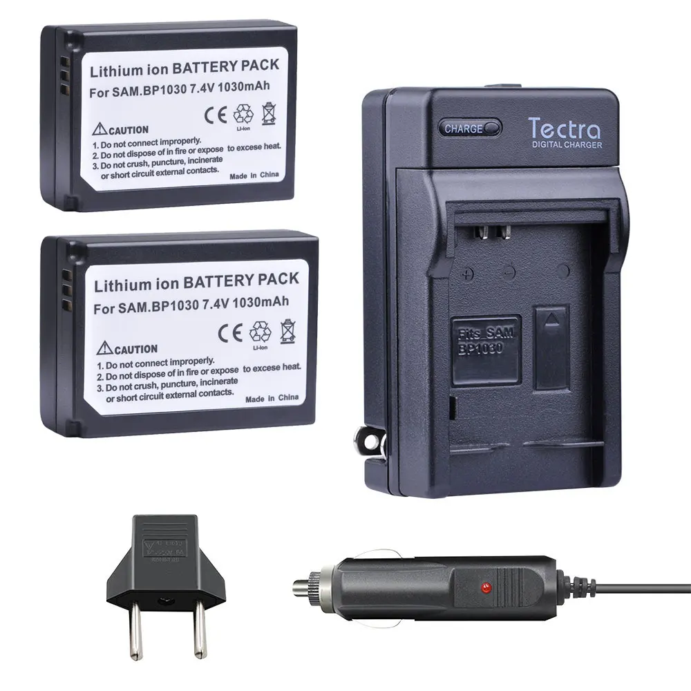 

Tectra Car Charger+ 2pcs BP-1030 BP 1030 BP1030 Batteryfor Samsung NX200 NX210 NX300 NX500 NX1000 NX1100 NX-300M Battery 1xCable
