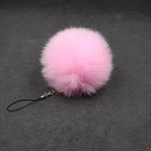 Мода 8 см Пушистый Розовый Красный Pom брелок для женщин девочек Сумка Телефон искусственный мех кролика помпон брелки помпон ювелирные изделия