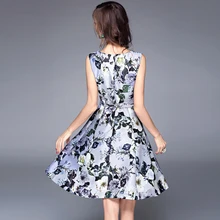 2017 Runway Summer Dress European Fashion Women Vintage Floral Print Sleeveless A-Line Party Dresses Sundress Vestidos Mujer