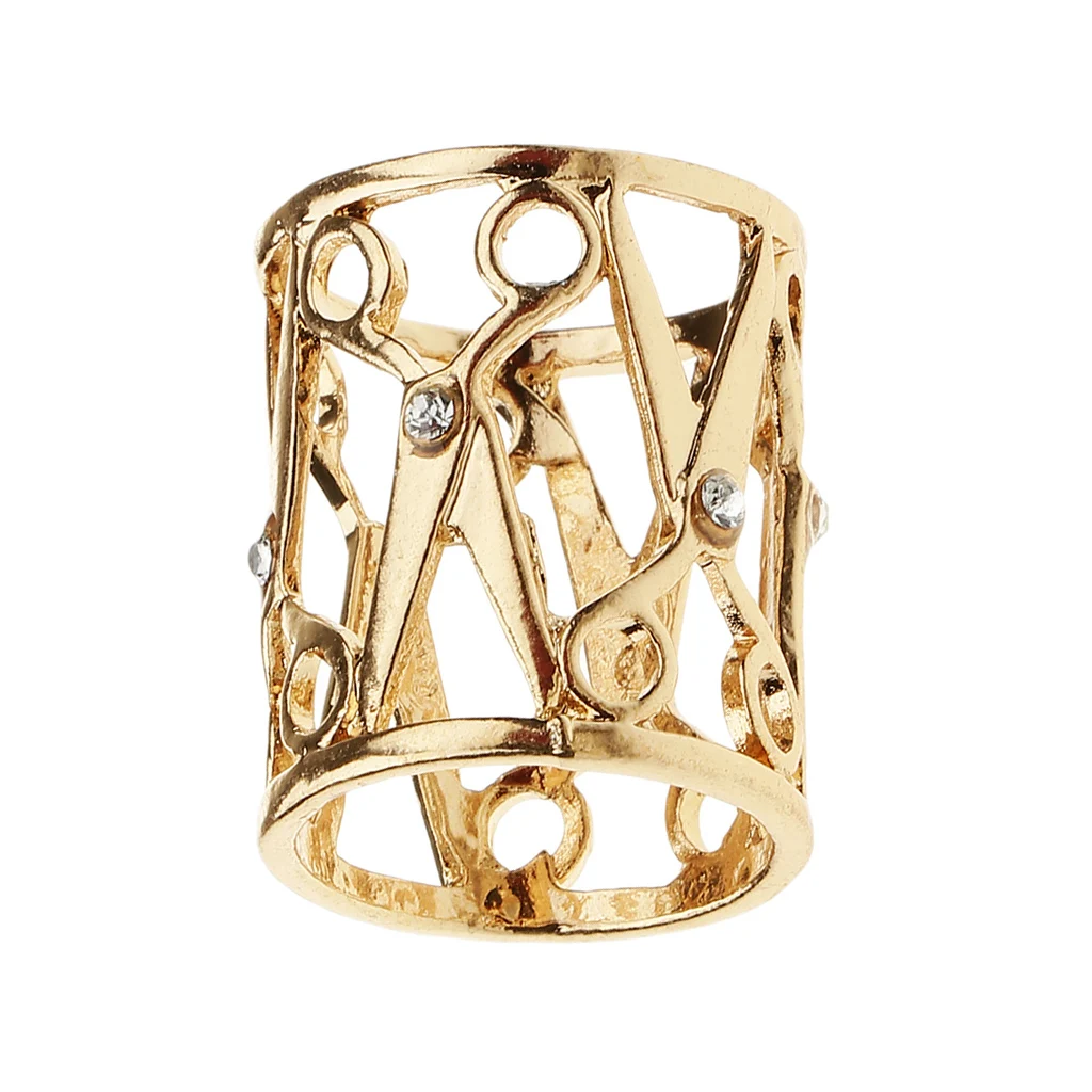 MagiDeal Clear Crystal Rhinestone Scarf Ring Clip Scissor Shape Hollow Out Tube Ring Buckle