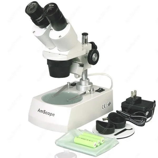 

Stereo Microscope--AmScope Supplies 10X-30X LED Cordless Stereo Microscope w Top & Bottom Light illumination System SE305R-P-LED