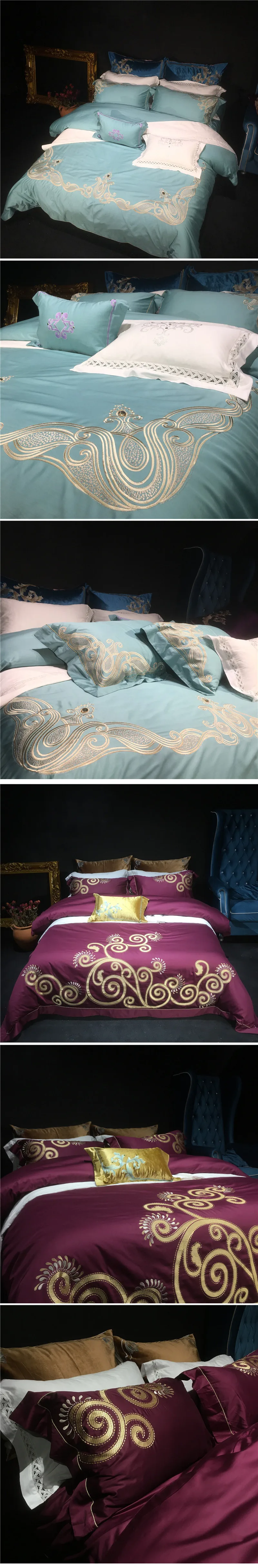 bedding set duvet cover high quality supima cotton european court princess bedclothes bed sheet sets 4pcs satin bed cover 2