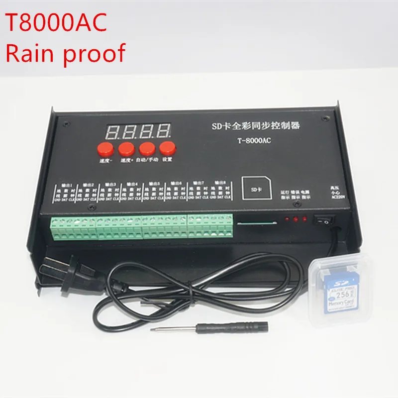

T8000 AC110-240V SD Card 8192Pixel Controller for WS2801 WS2811 LPD8806 MAX 8192 Pixels DC5V waterproof Rainproof controller