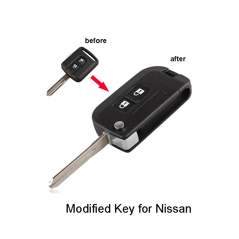 Модифицированный чехол для автомобиля брелок с 2 кнопками Nissan Qashqai primera Micra Navara Almera
